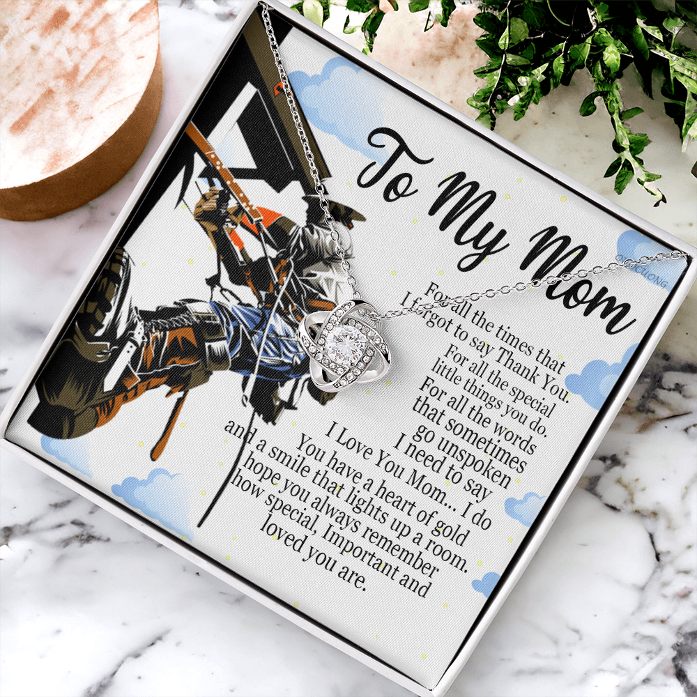 Lineman's Mom, To My Mom Love Knot Necklace Mother Jewelry Gift On Mothers Day