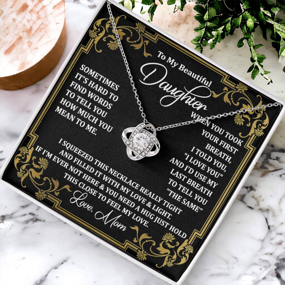 Personalized Gift Necklace For Daughter, Message Card Jewelry, Handmade Necklace  For Daughter Message Card & Box, To My Beautiful Daughter Necklace From Mom Gift Pendant Mother And Daughter Gift