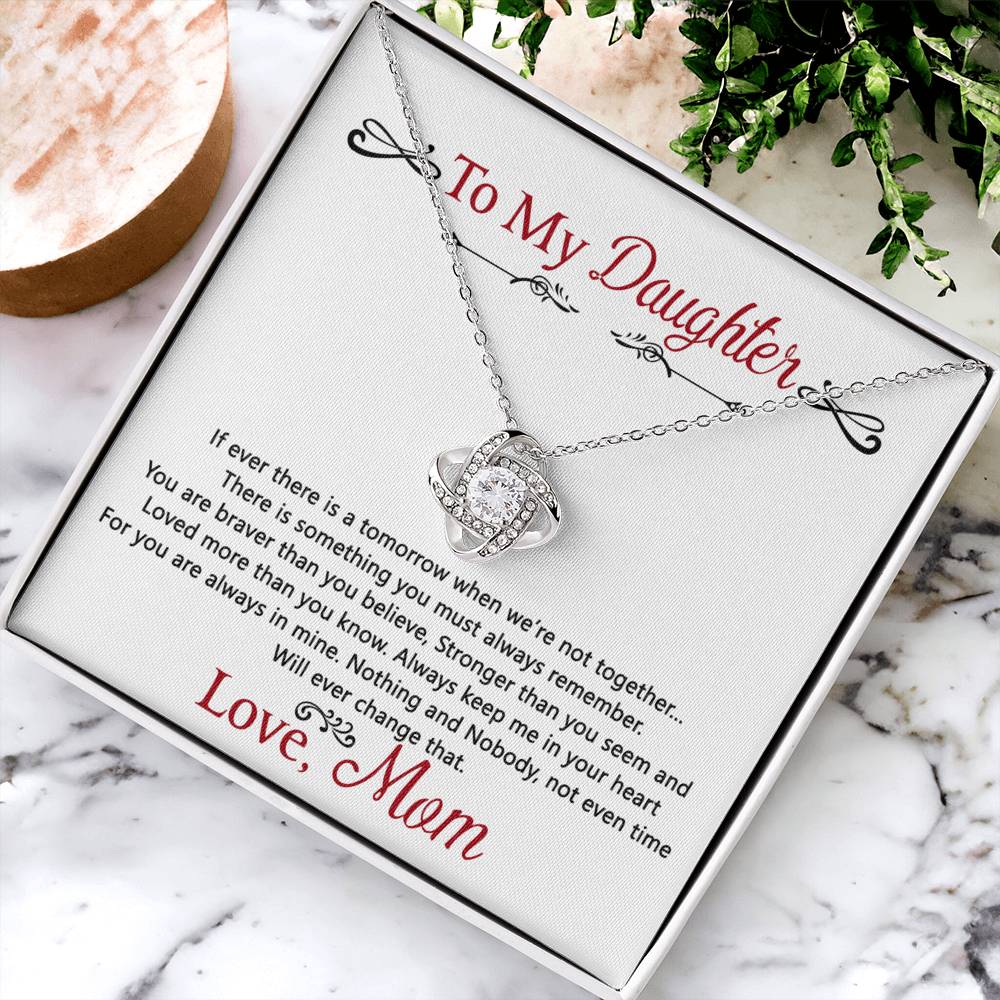 To My Daughter Love Knot Necklace Gift From Mom, Daughter Gift Necklace, Mother To Daughter Pendant Gift, Little Girl Necklace Love Knot Jewelry Gift For Girls, Mother Love Daughter Necklace