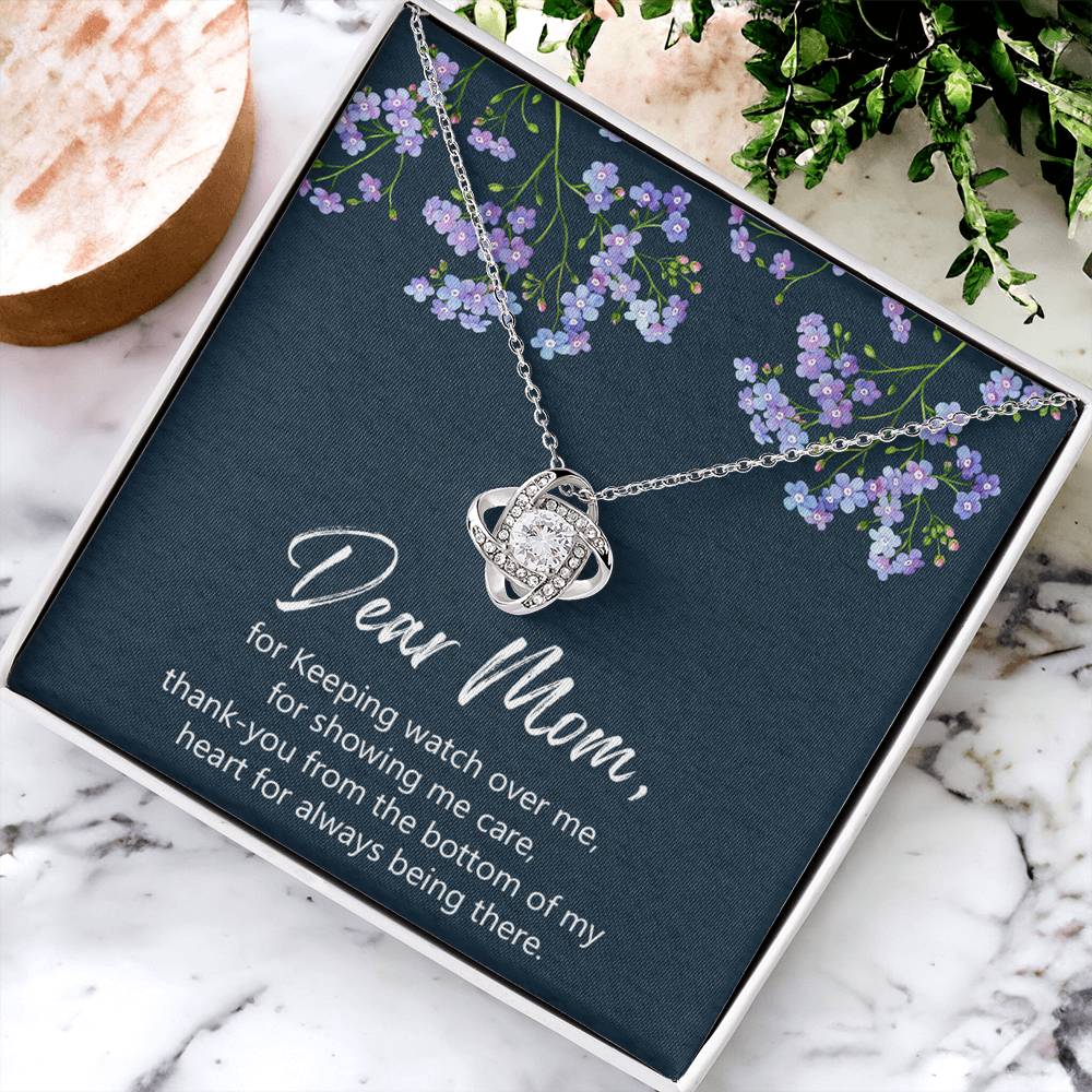 Dear Mom Necklace, To My Mom Love Knot Necklace Gift From Daughter, Mom Gift Necklace, Mother And Daughter Gift Necklace Pendant, The Love Knot Necklace Gift For Mom, My Heart For Always Necklace Love Knot Necklace 6323