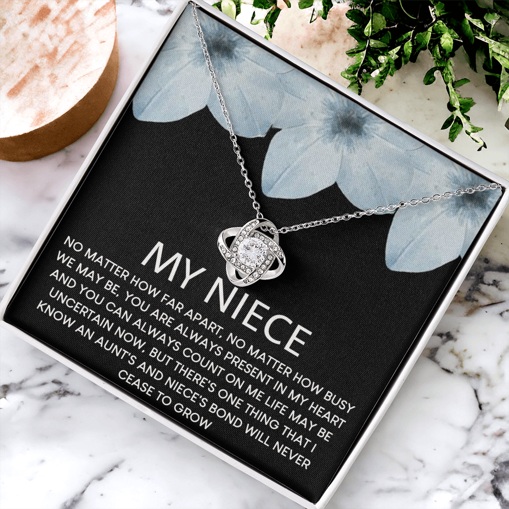 To My Niece Love Knot Necklace From Aunt, Niece Confirmation, Niece With Message Card and Gift Box Necklace Gift from Aunt or Uncle Aunt Niece Necklace, Niece Birthday Gift, Niece Graduation Gift