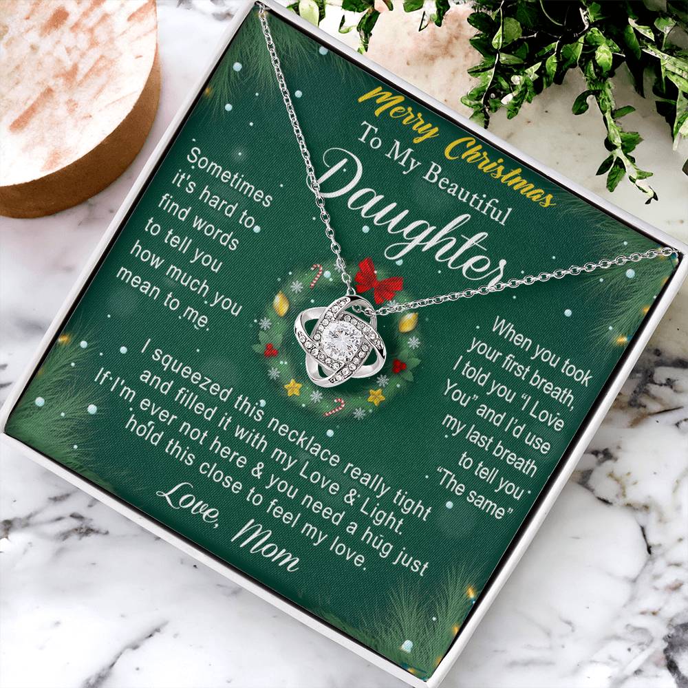 To My Beautiful Daughter Gift Necklace From Mom, Merry Christmas  Necklace For Daughter, Necklace for Christmas Daughter, Little Girl, Gift Pendant Mother And Daughter Jewelry Gift For Girls