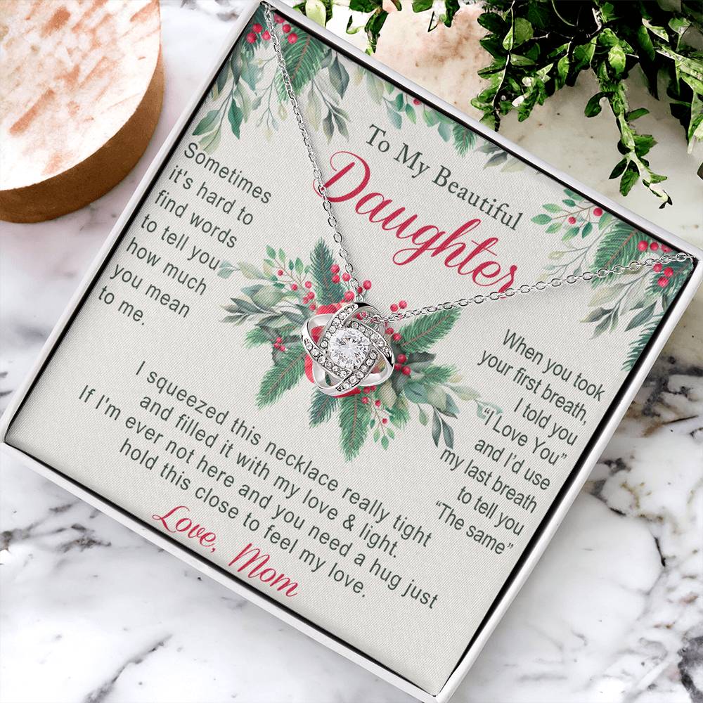 To My Daughter Gift Necklace from Mom Necklace for Daughter Present for Daughter Christmas Day Gift Christmas Necklace Pendant Jewelry for Daughter Christmas Card Jewelry Gift For Girls Little Girl