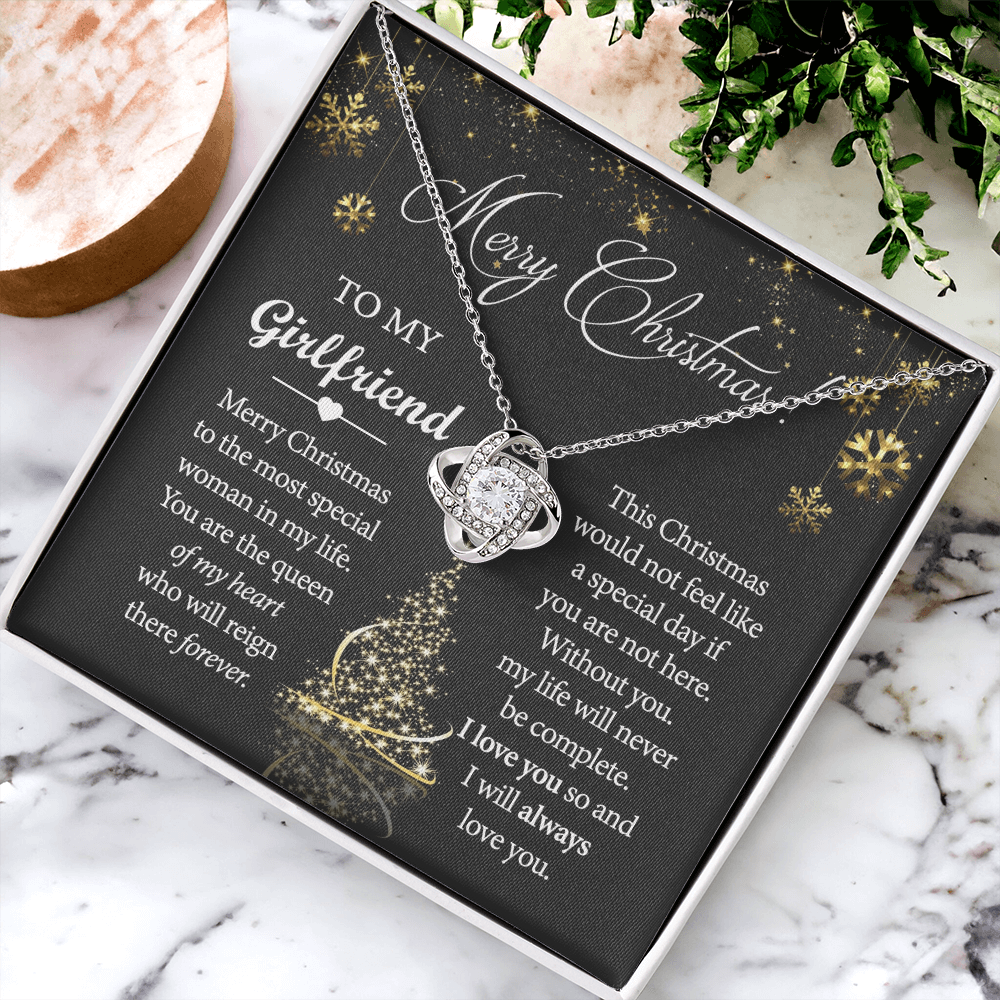 Merry Christmas Necklace For Girlfriend, To My Girlfriend Gift Love Knot Necklace From Boyfriend, Husband, Girlfriend Gift Necklace - Love Knot Pendant Gift For Girlfriend, Soulmate Gift Necklace