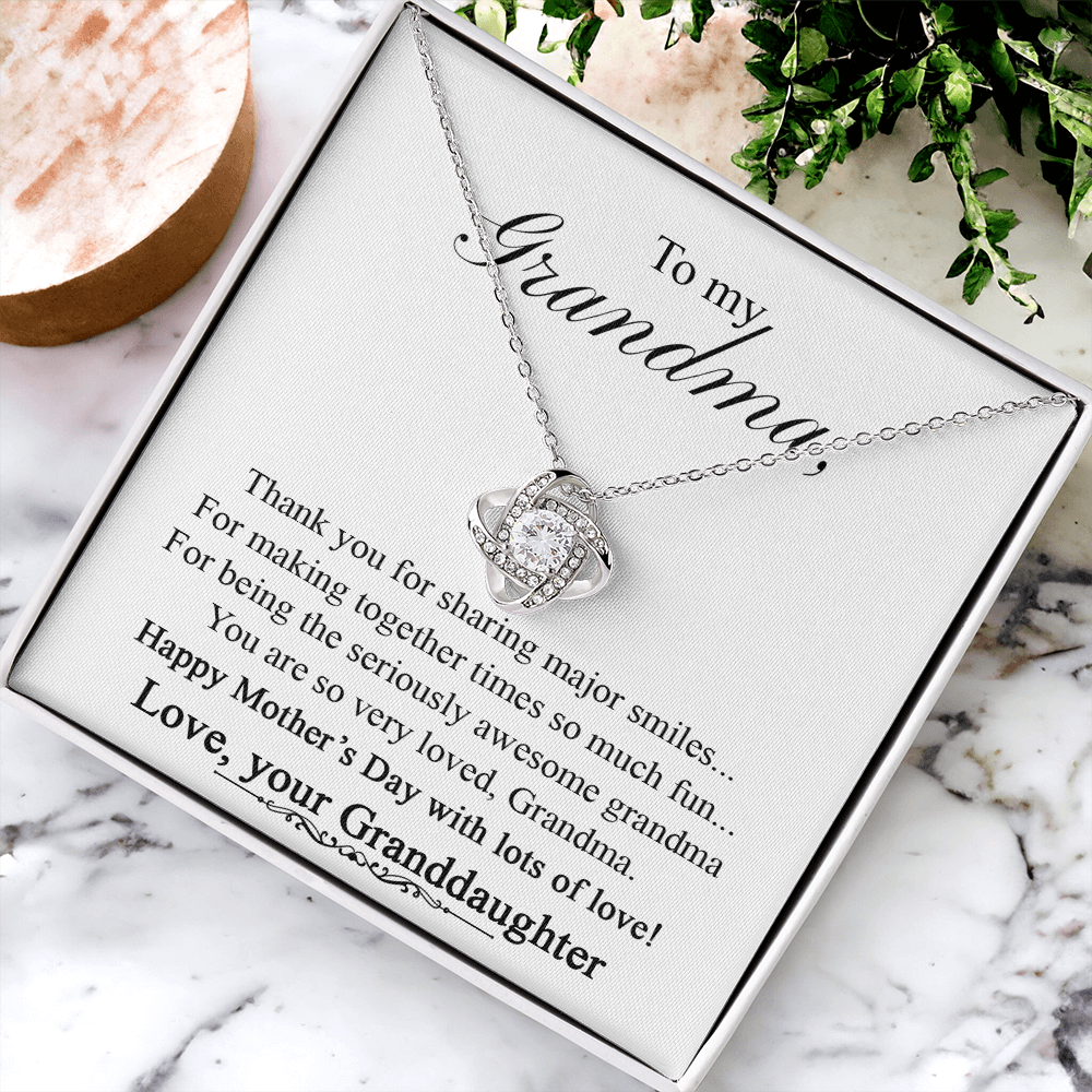 Grandma Gift Necklace From Granddaughter - To My Grandma Love Knot Necklace From Granddaughter, Grandmother Grandma Necklace from Grandchildren Granddaughter - Jewelry Gift for Nana Mimi Gigi Grammy