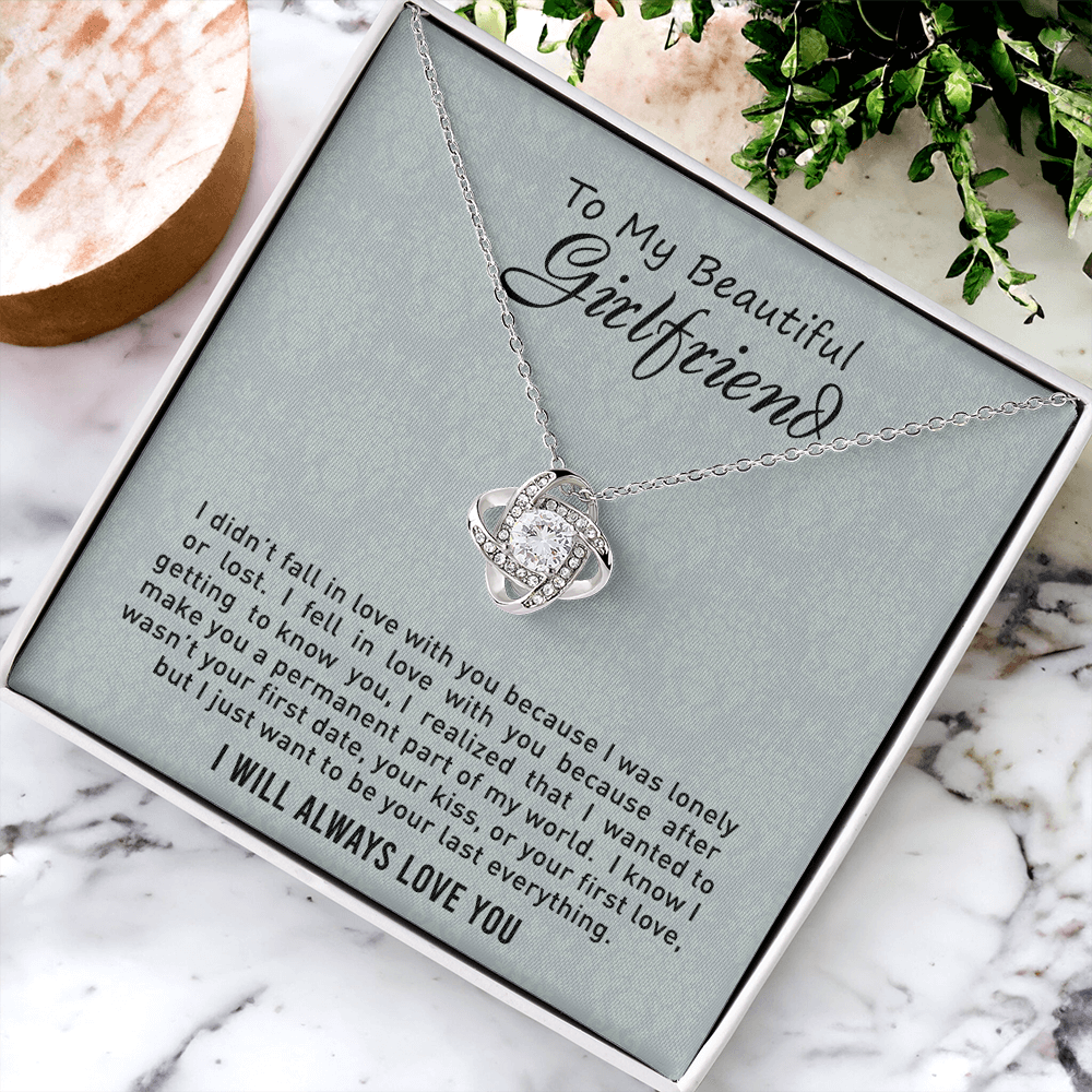 To My Beautiful Girlfriend Love Knot Necklace From Boyfriend, Husband, Girlfriend Gift Necklace - Love Knot Pendant Gift For Beautiful Girlfriend, Soulmate Gift Necklace To Girlfriend From Boyfriend