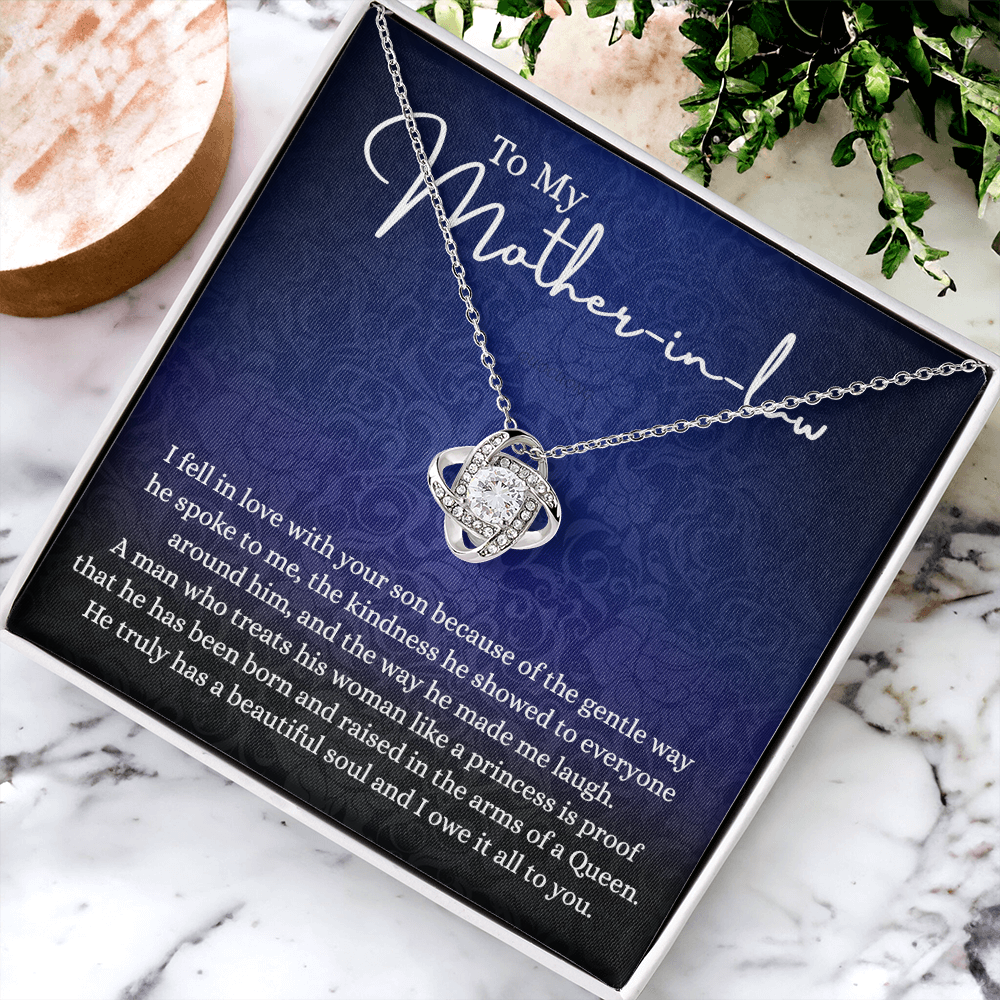 To My Mother in Law Love Knot Necklace, Mother in Law Jewelry Gift Box, Gift Card For Mom, Necklace for Mother in Law Jewelry Gift For Women, To My Mother-in-law On Wedding Day Mother's day Necklace