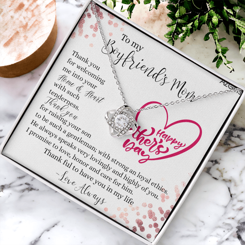 To My Boyfriend's Mom Necklace From Girlfriend, Gift Necklace To Boyfriends Mom, Necklace For Boyfriend's Mom On Mothers Day Birthday Gift Christmas Anniversary, Happy Mother's Day Jewelry For Women
