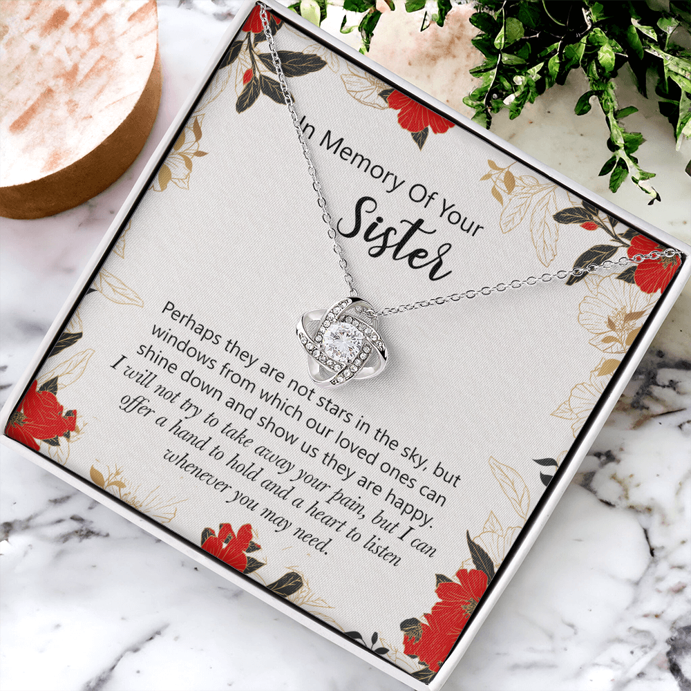In Memory Of Your Sister Love Knot Necklace Gift For Sister, Sympathy Loss Of Sister Necklace, Memorial Gift Pendant For Loss Of Sister, Sympathy Gift Loss Of A Sister, Jewelry Gift for Women