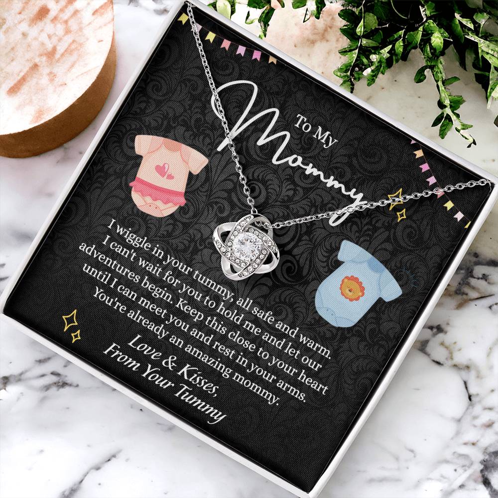 To My Mommy Love Knot Necklace, Mommy Gifts Necklace from Baby, Mommy Gift Necklace from Baby to Mom On Birthday, Gifts for Mom from Baby, New Mom Gift From Husband, New Mom Jewelry Gift For Wome