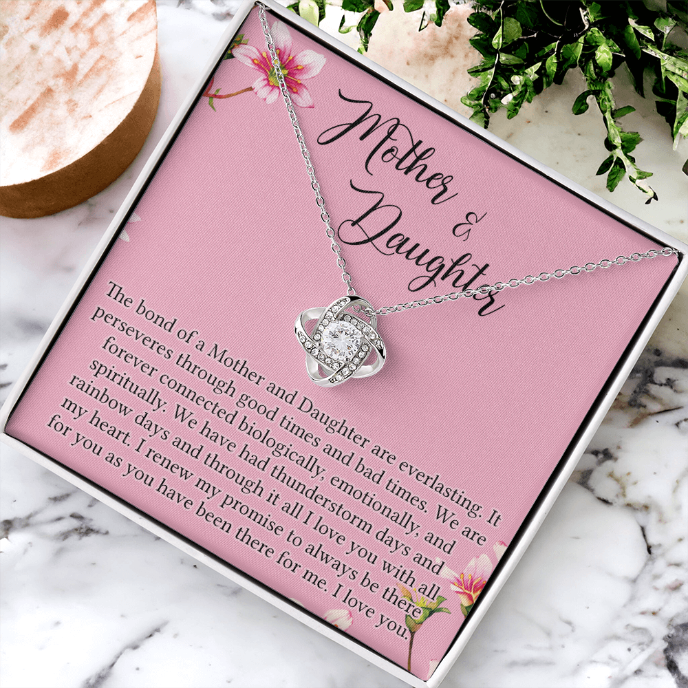 Mother And Daughter Gift Necklace - To My Mother Love Knot Necklace Gift From Daughter, The Bond Of A Mother And Daughter Love Knot Pendant Gift For Mom, Jewelry Gift For Women, Bonus Mother Gift