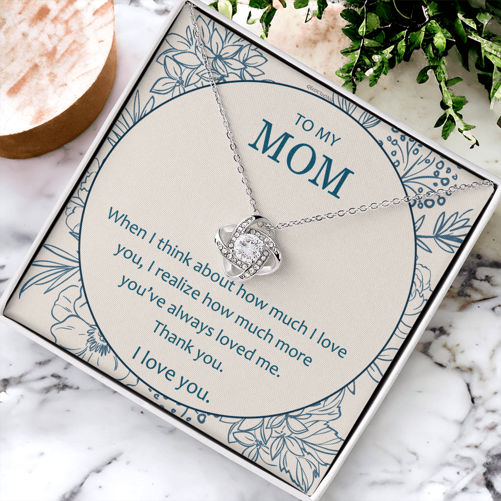 Mother And Daughter Necklace, To My Mom Love Knot Necklace From Daughter, Thank You Necklace Gift For Mom, Mother On Birthday Gift Anniversary Wedding Day Necklace For Mom, Daughter To Mom Pendant