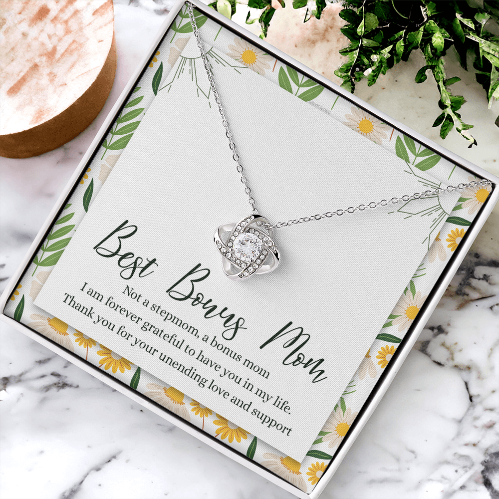 Gifts Necklace For Best Bonus Mom, To My Bonus Mom Necklace From Bonus Daughter, Bonus Mother Gift Necklace On Mother's Day, Birthday Gift Anniversary Jewelry For Women, Bonus Mom Gift Necklace