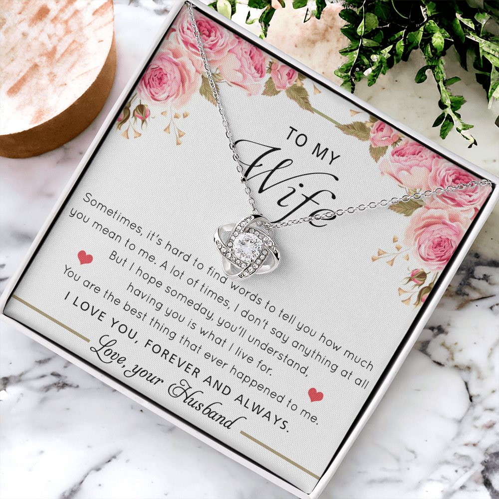 Gift Necklace For Wife, To My Wife Love Knot Necklace From Husband, Valentines Day Necklace Gift For Wife, Soulmate Gift Necklace Personalized Gift Jewelry Custom Romantic Gift Necklace For Wife