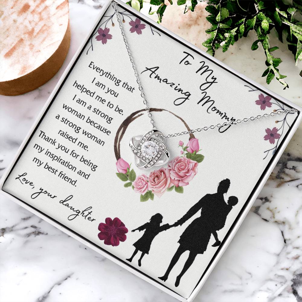 Mom And Daughter Necklace, To My Amazing Mom Necklace From Daughter, Necklace Gift For Mom On Birthday Gift Anniversary Mother's Day Necklace Gift Mom Love Knot Necklace Jewelry Gift For Women Love Knot Necklace 6323
