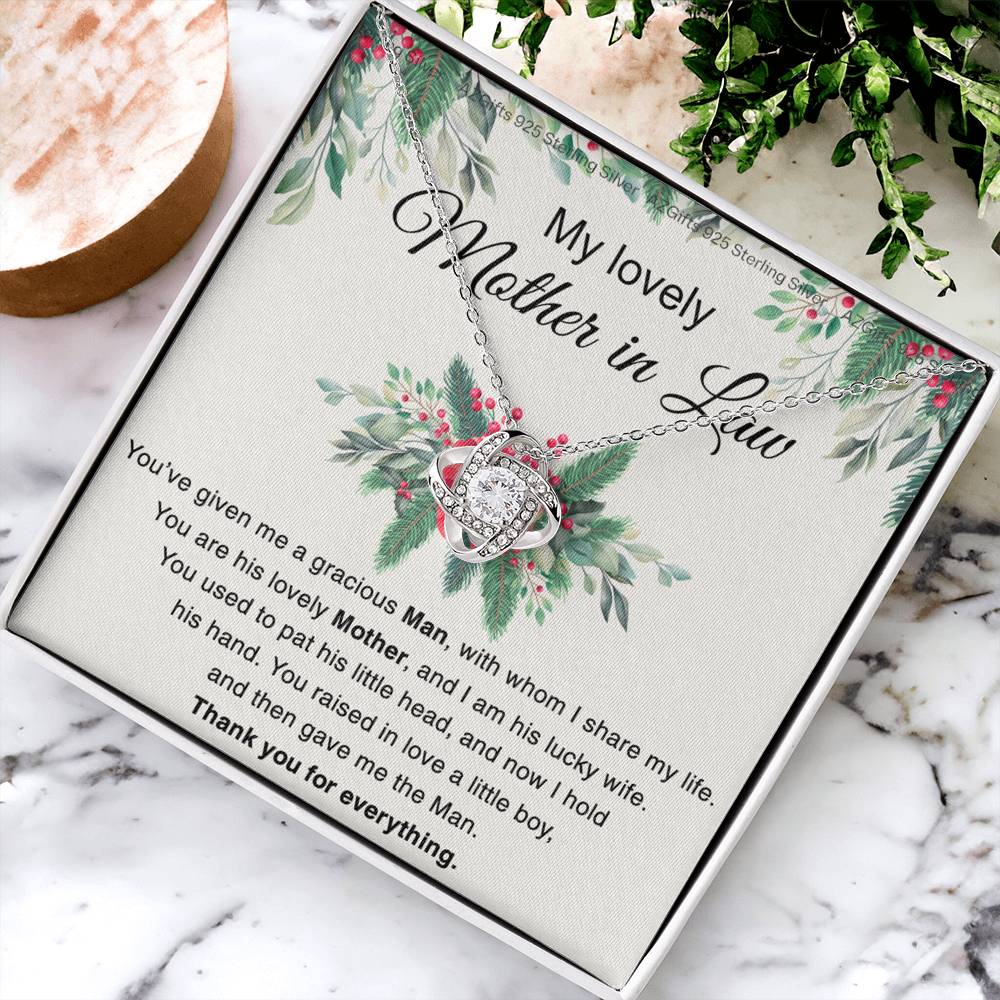 Mother in Law Gift Necklace, To My Lovely Mother In Law Love Knot Necklace From Daughter In Law Thank you For Mom Necklace Jewelry Gift For Women Bonus Mom Gift Necklace, Lovely Mother Gift Necklace Love Knot Necklace 6323