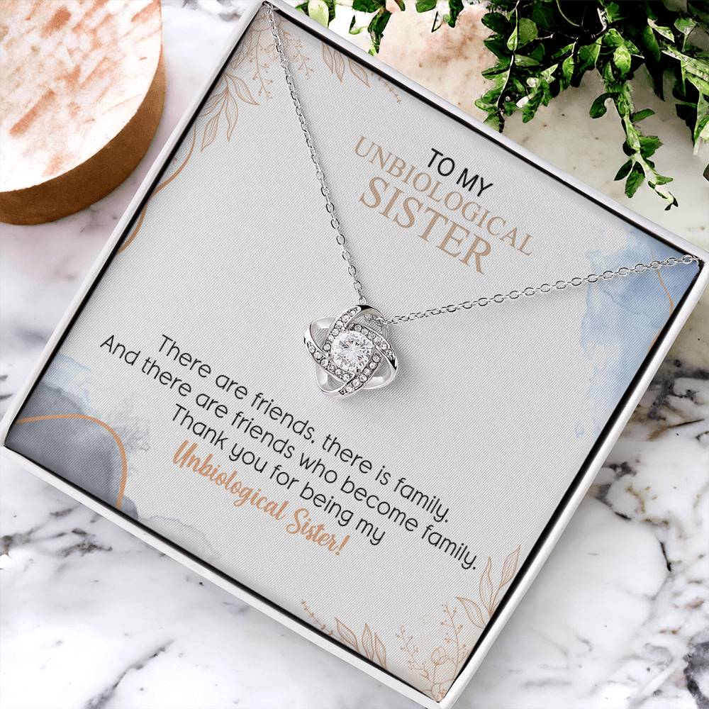 To My Unbiological Sister Love Knot Necklace Gift From Sister, Brother, Best Friend, Sister Gift Love Knot Pendant, Sister Remembrance Gift Necklace, Sister Keepsake Gift For Unbiological Sister