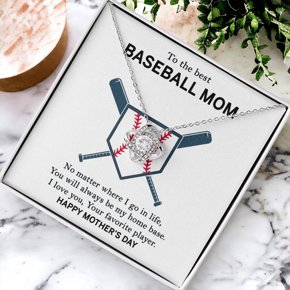 Baseball Mom Necklace, To The Best Baseball Mom Necklace From Son, Favorite player Necklace Gift For Mom, Happy Mother's Day Necklace Gift For Baseball Mom Love Knot Necklace Jewelry Gift For Women