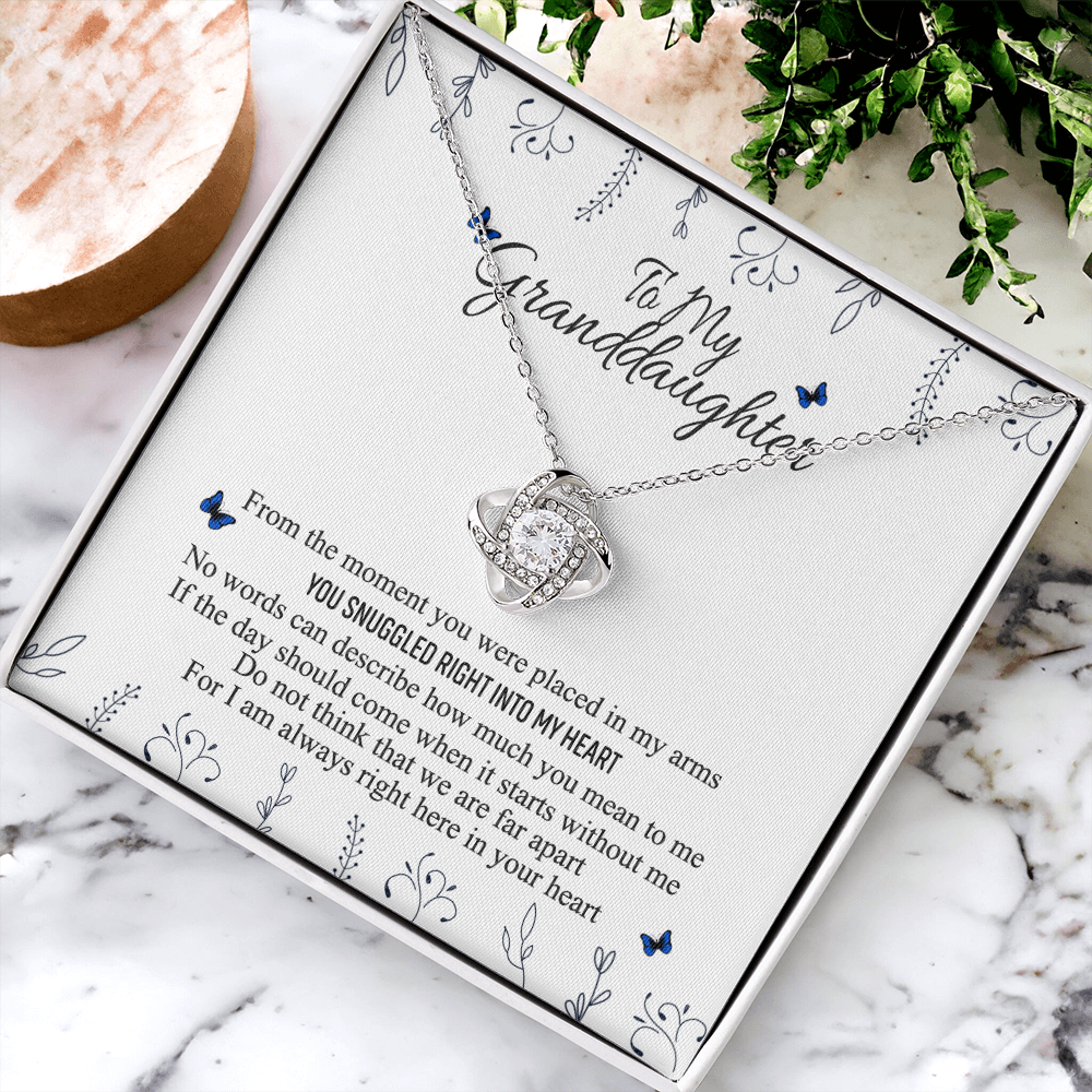 Love Knot Necklace Granddaughter Gifts From Grandma Grandpa - To My Granddaughter Necklace Card Message Gifts For Granddaughter With Inspirational Quotes, Jewelry Gift For Girls, Granddaughter Gift