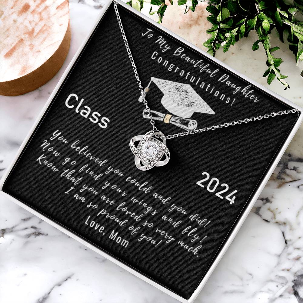 To My Beautiful Daughter Necklace From Mom, Graduation Necklace Gift for Her On College, High School, Elementary School, Senior Class Of 2026 Gifts Congratulations Necklace Congrats Graduation Gift