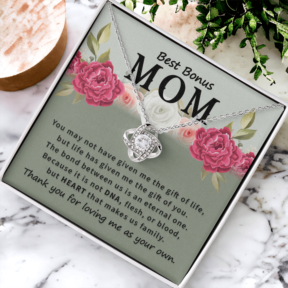 Bonus Mom Gifts from Bonus Daughter, To My Bonus Mom Necklace From Daughter, Necklace Gifts for Bonus Mom On Mothers Day, Anniversary, Mother And Daughter Necklace Gift For Mom, Mother Gift Necklace