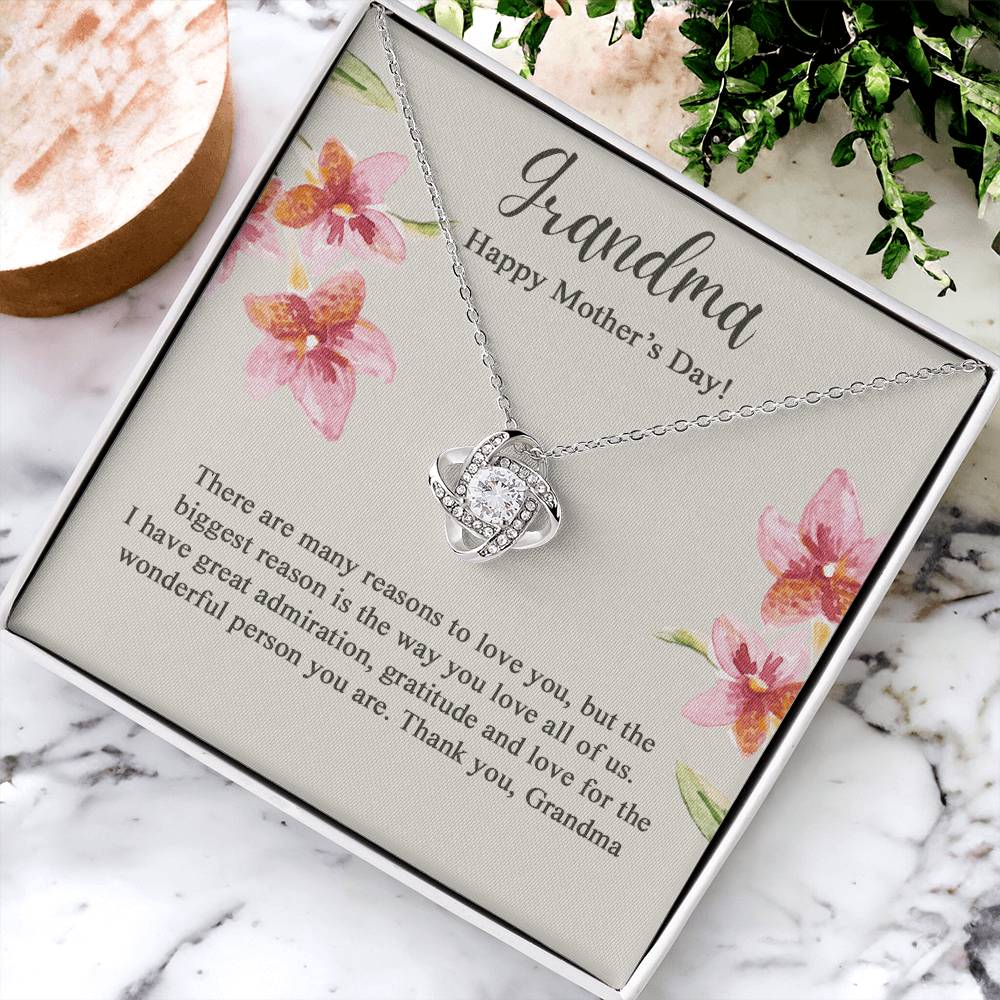 Grandma Gift Necklace - To My Grandma Love Knot Necklace from Granddaughter, Happy Mother's Day Necklace - Jewelry Gifts for Grandmother, Mimi, Gigi, Grammy on Mothers Day, Birthday, Christmas