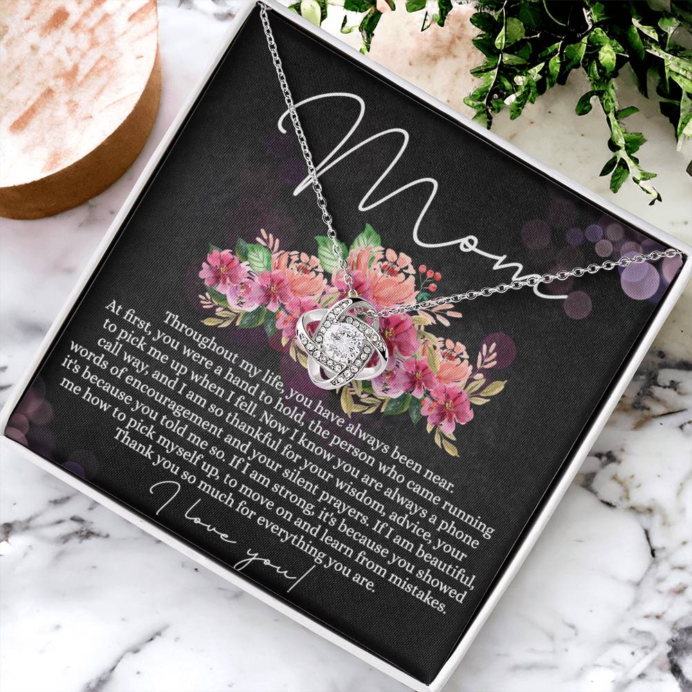 Mom Gift Necklace, To My Mom Love Knot Necklace From Daughter, Thank You Necklace Gift For Mom, Mother's Day Necklace Gift For Mom, Birthday Gift For Mom, Anniversary Jewlry Gift For Women Love Knot Necklace 6323