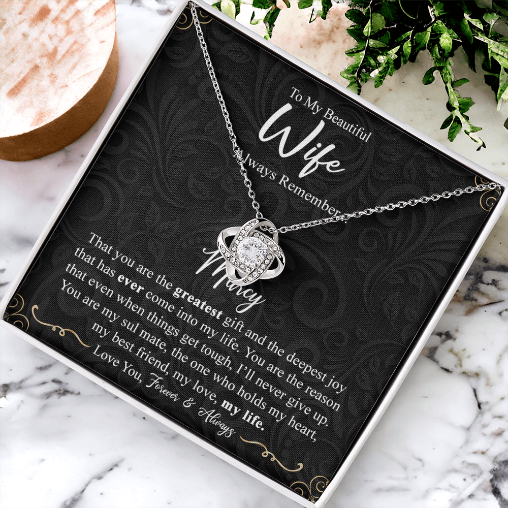Personalized Necklace For Wife, To My Beautiful Wife Gift Necklace From Husband, Custom Name Necklace Gift For Wife, Always Remember Necklace Gift For Wife, Jewelry Gift For Women, Soulmate Gift