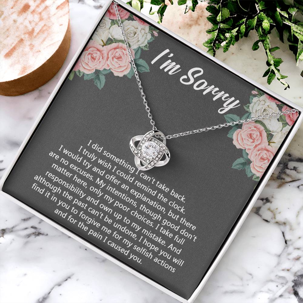 I'm Sorry Gift Necklace for Her, Apology Gifts Necklace for Girls, Woman Sorry Gift Necklaces with Meaningful Message Jewelry Sorry Gift Love Knot Necklace For Girlfriend Wife Soulmate Best Friend