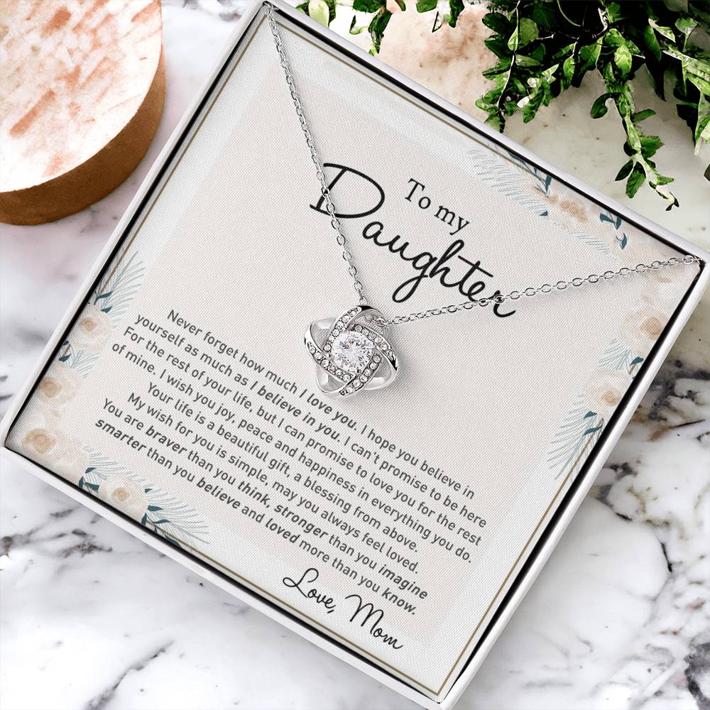 To my Beautiful Daughter Necklace With Thoughtful Card Box Gifts for Daughter from Mom Mother Daughter Gifts Jewelry for Girls Little Girl, Daughter Present On Birthday Graduation Gift Christmas