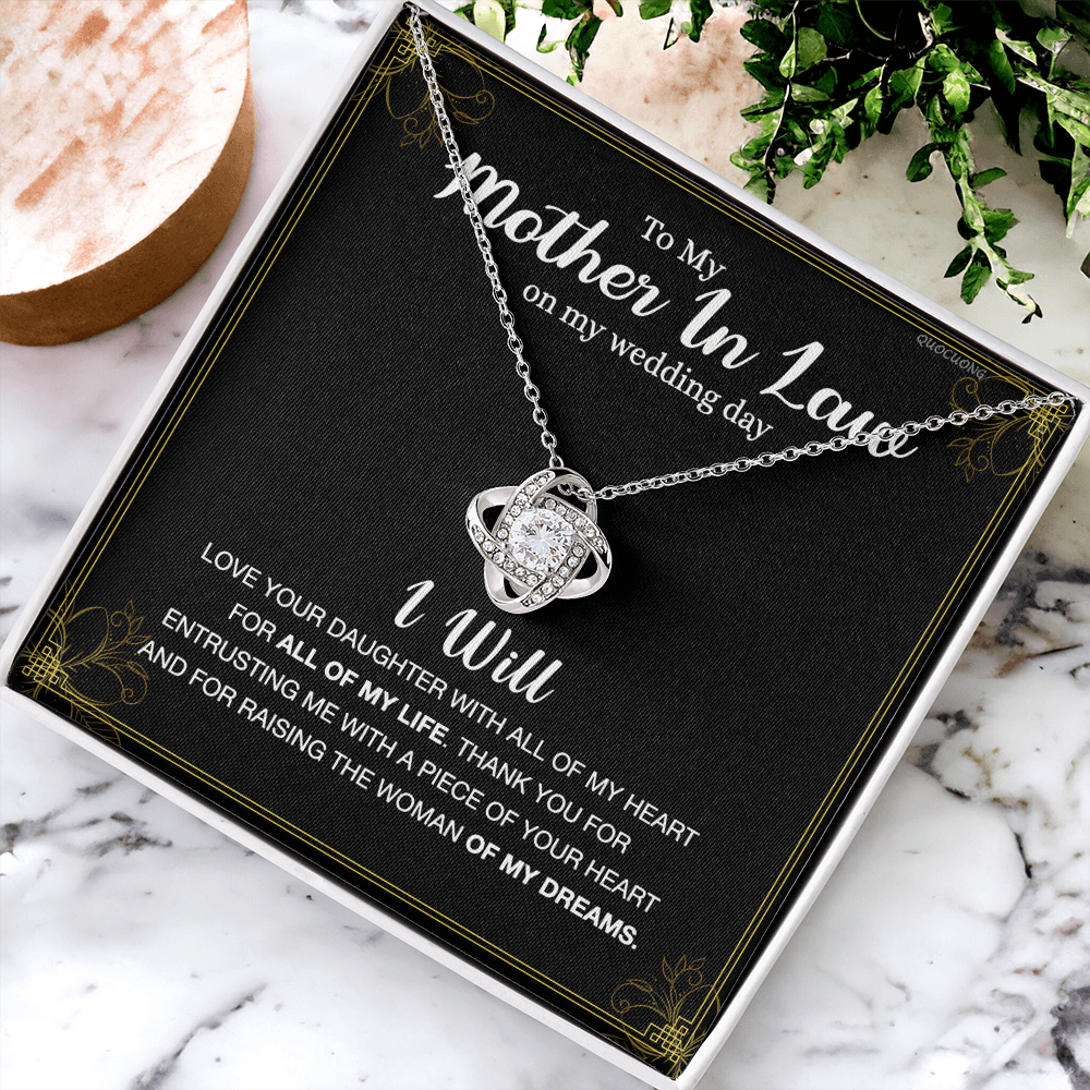 Mother In Law Gift Necklace, To My Mother In Law Love Knot Necklace Gift From Daughter, Mother In Law On My Weding Day Necklace, The Love Knot Necklace Gift On Wedding Day For Mother In Law Jewelry