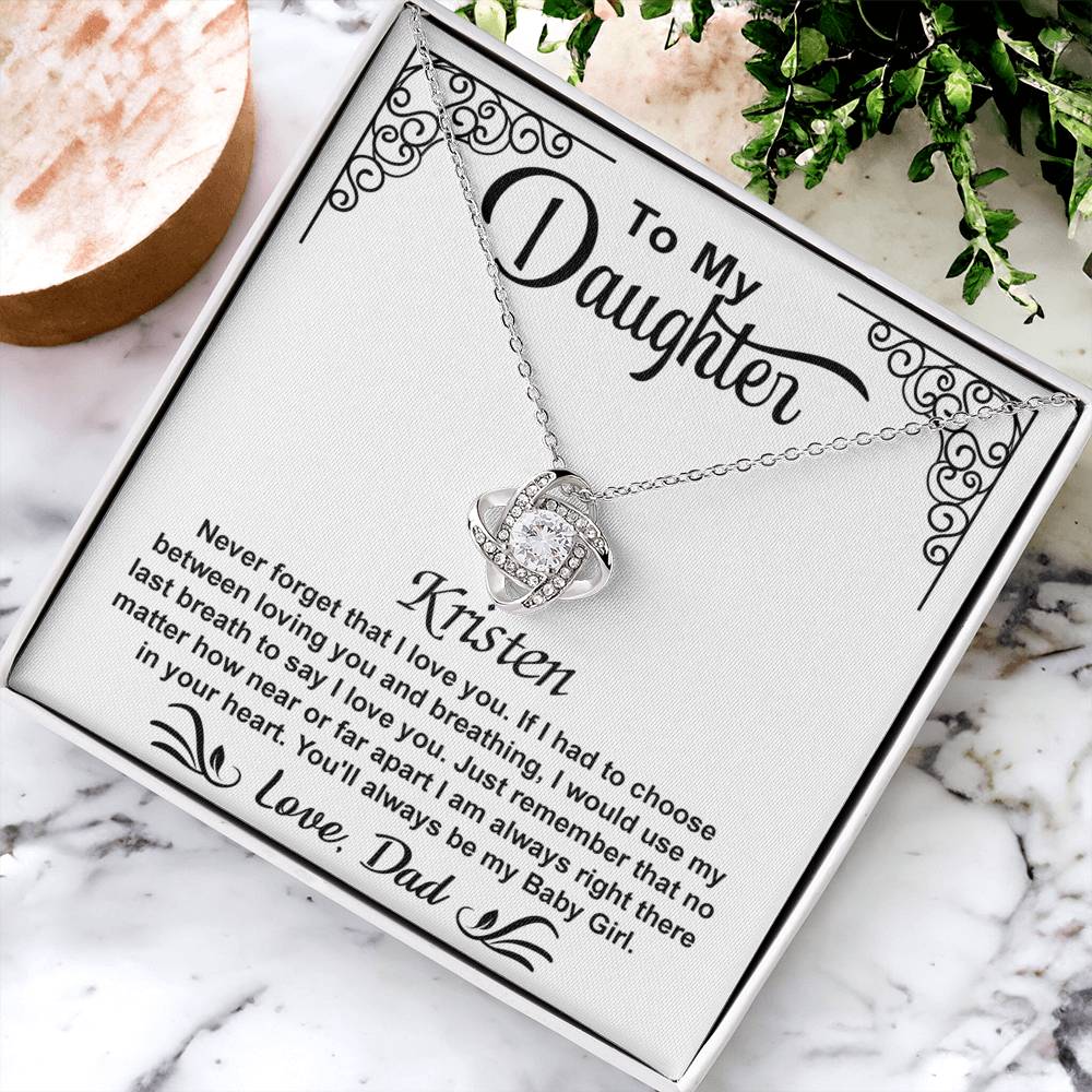 To My Daughter Love Knot Necklace with Luxury Box Gift From Dad, To My Daughter Lion Dad And Daughter - Father Daughter Gifts Ideas Love, Pendant Necklaces On Birthday, Christmas