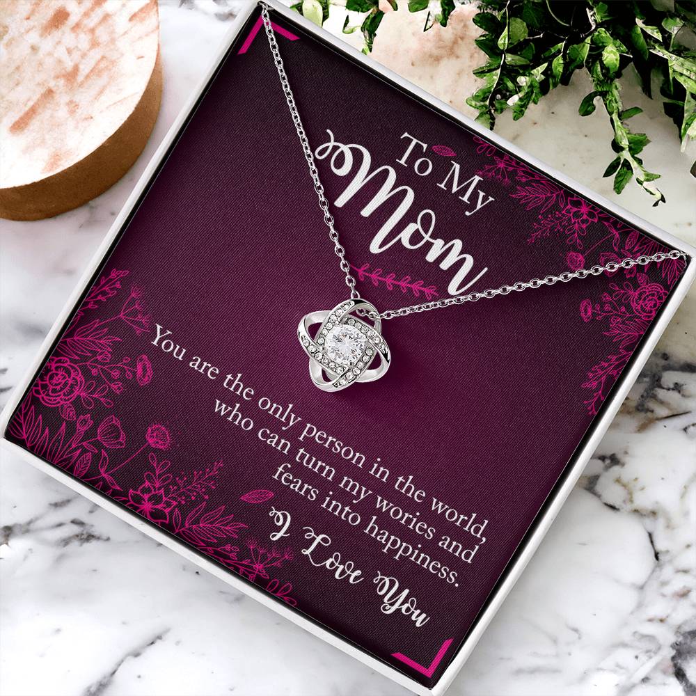 To My Mom Necklace From Daughter, You Are The Only Person Necklace Gift For Mom, Mother And Daughter Love Knot Necklace, Mom Gift Necklace On Birthday Gift, Anniversary Pendant Gift For Mom Jewelry