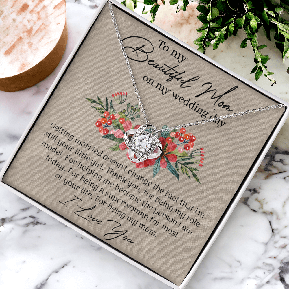 To My Beautiful Mom Necklace, Mom Wedding Gift Necklace from Bride, To My Beautiful Mom On My Wedding Day Necklace Mother of the Bride Gift Necklace Wedding Gift Necklace for Mom, Bride to Mom Gift