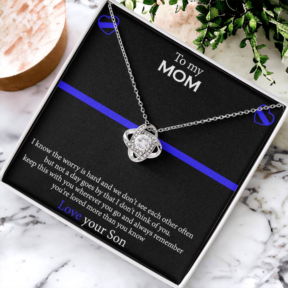 To My Mom Necklace From Son, Mothers Day Necklace Gift For First Mothers Day, Love Your Son Love Knot Necklace Gift For Mom, Best Friend Gifts For Mothers Day Things For Your Mom Jewelry Gift For Mom Love Knot Necklace 6323