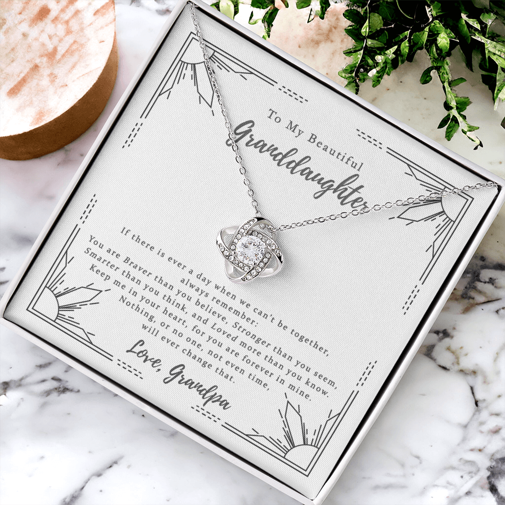 Love Knot Necklace For Granddaughter - To My Beautiful Granddaughter Necklace From Grandpa, Grandfather Gift Necklace On Birthday Gift Graduation Gift, Christmas Love Granddaughter Gift Necklace
