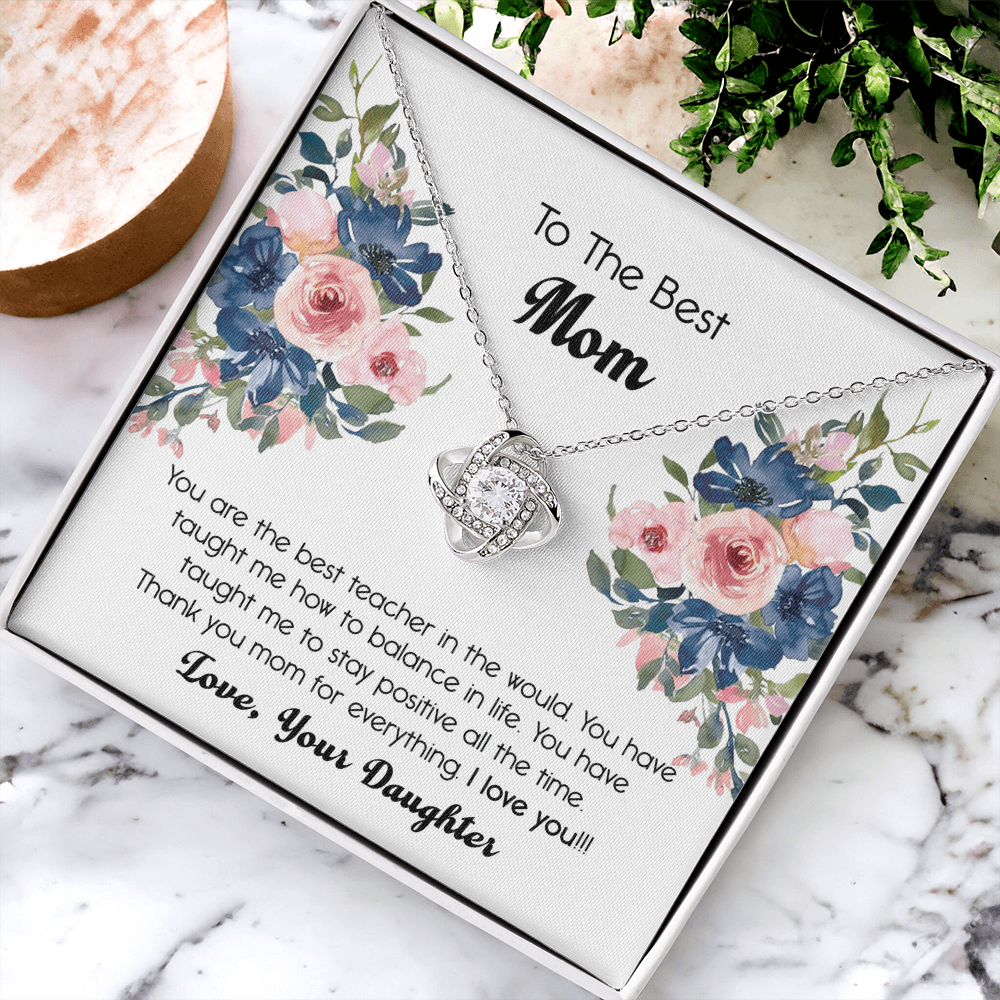 Thank You For Mom Necklace Gift For Mom, To The Best Mom Necklace From Daughter, Mother And Daughter Love Knot Necklace Gift On Mother's Day Anniversary, Birthday Gift Christmas, Jewelry For Women