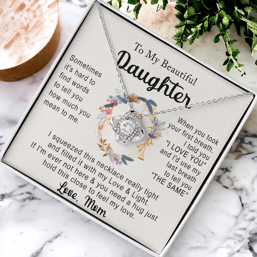 Personalized Necklace With Message Card And Box, Jewelry Custom Card For Daughter, To My Beautiful Daughter Necklace From Mom, Mother To Daughter Pendant From Mom Jewelry Gift For Girls