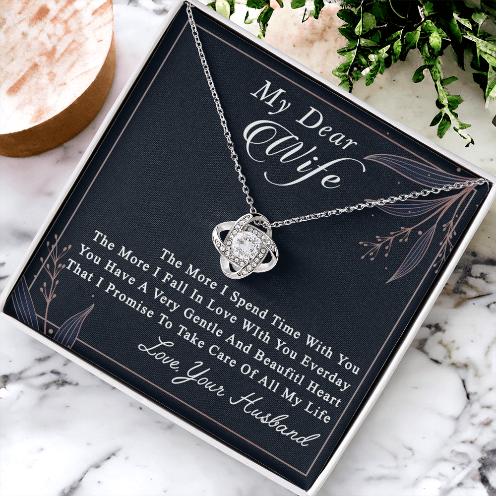 Dear Wife Necklace From Husband, Love, Your Husband Necklace Gift For Wife, Soulmate Gift Necklace, To My Wife Love Knot Necklace, Jewelry Gift For Women Girlfriend Gift Necklace, Dear Wife Pendant