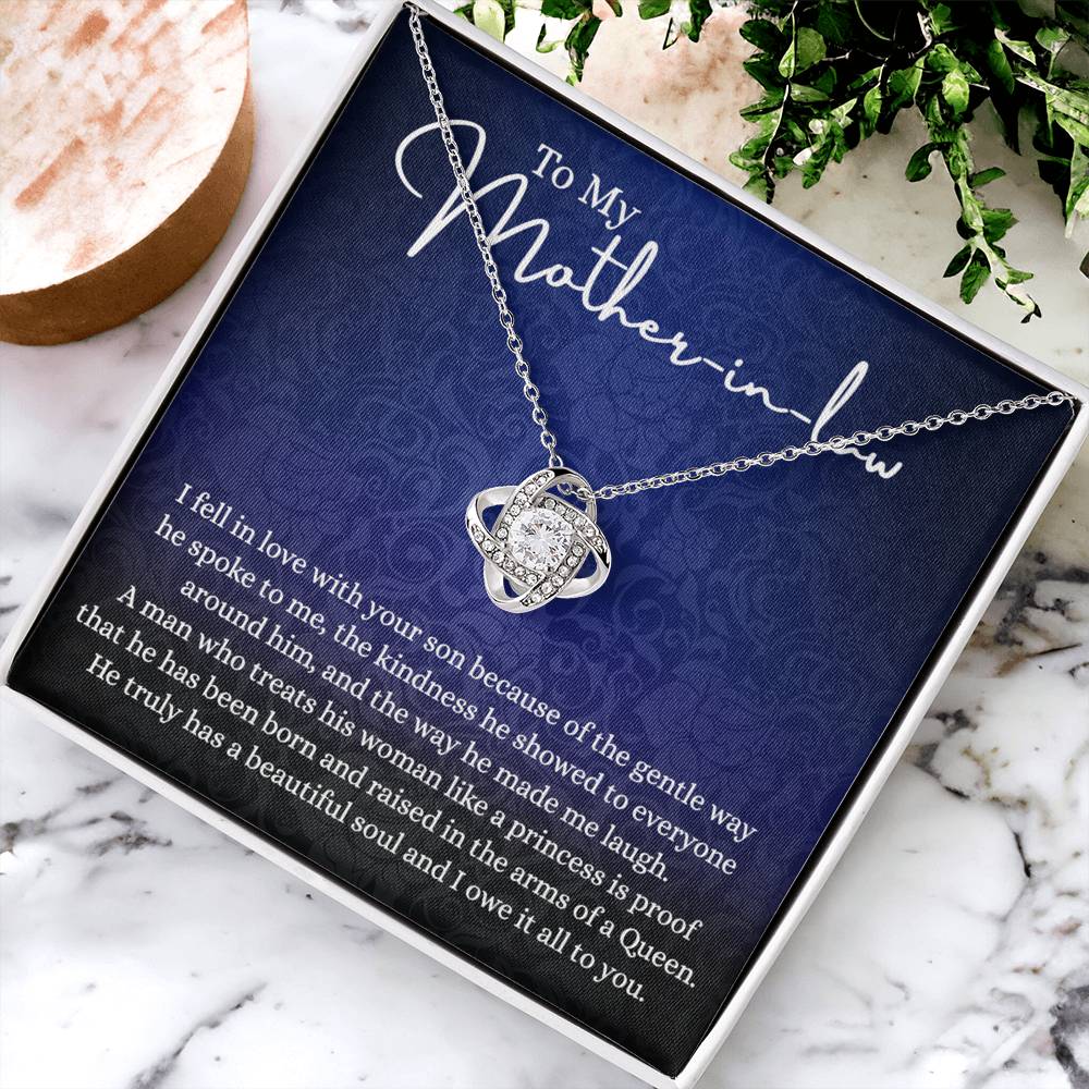 To My Mother in Law Love Knot Necklace, Mother in Law Jewelry Gift Box, Gift Card For Mom, Necklace for Mother in Law Jewelry Gift For Women, To My Mother-in-law On Wedding Day Mother's day Necklace Love Knot Necklace 6323