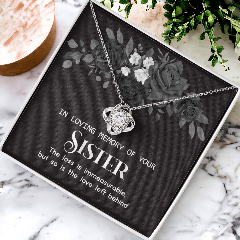 In Memory Of Your Sister Love Knot Necklace, Sympathy Gift Pendant Loss Of Sister, Sympathy Gift Box For Sister, Loss Of Sister Necklace, Loss Of A Sister Necklace, Jewelry Gift for Girls, Women