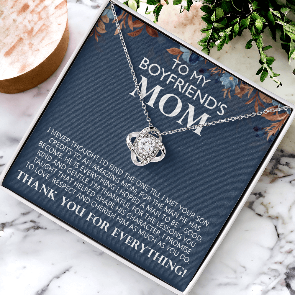 Boyfriend's Mom Gift Necklace, To My Boyfriends Mom Necklace From Girlfriends, Love Knot Necklace Gift For Boyfriends Mom, Jewelry For Boyfriend's Mom, Mothers Day Necklace For Boyfriends Mom