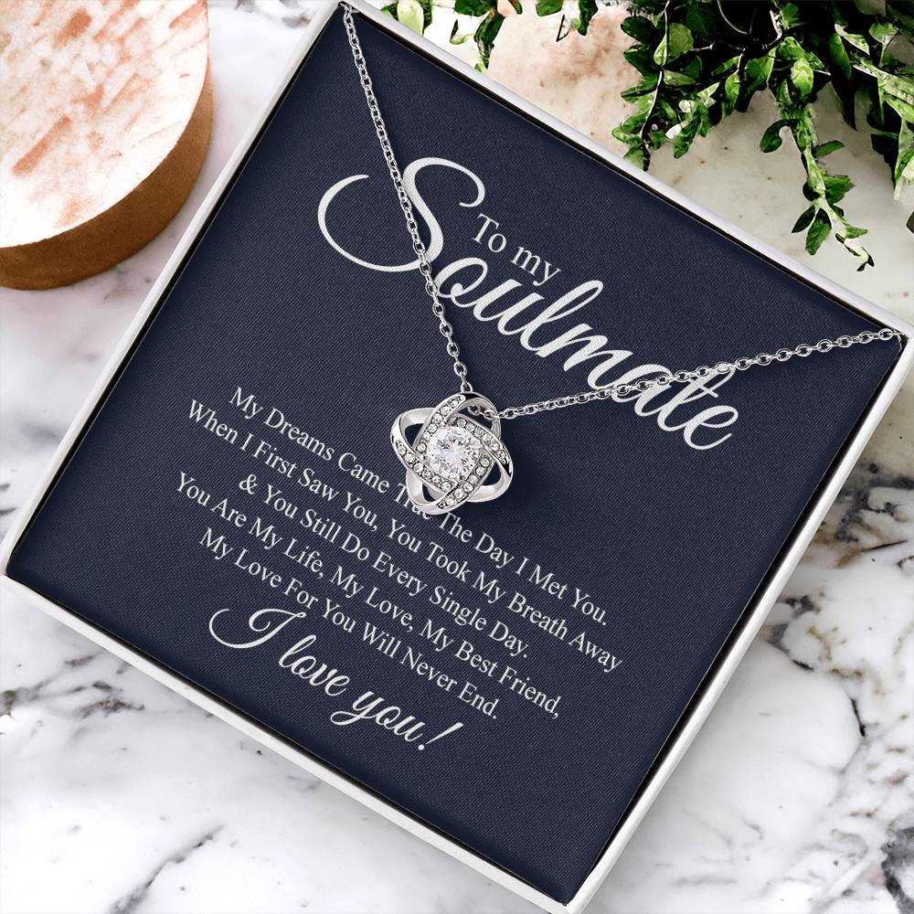 To My Soulmate Love Knot Necklace From Futture Husband To Wife Girlfriend Soulmate Gift Love Knot Pendant On Valentines Day Christmas Necklace for Her Romantic My Dreams Jewelry Gift For Women