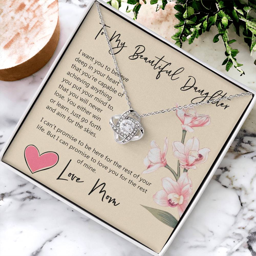 Daughter Gift Necklace, To My Beautiful Daughter Necklace From Mom, Mother, Necklace Jewelry For Daughter, Mother And Daughter Necklace Pendant Gift On Christmas, Anniversary Graduation Gift
