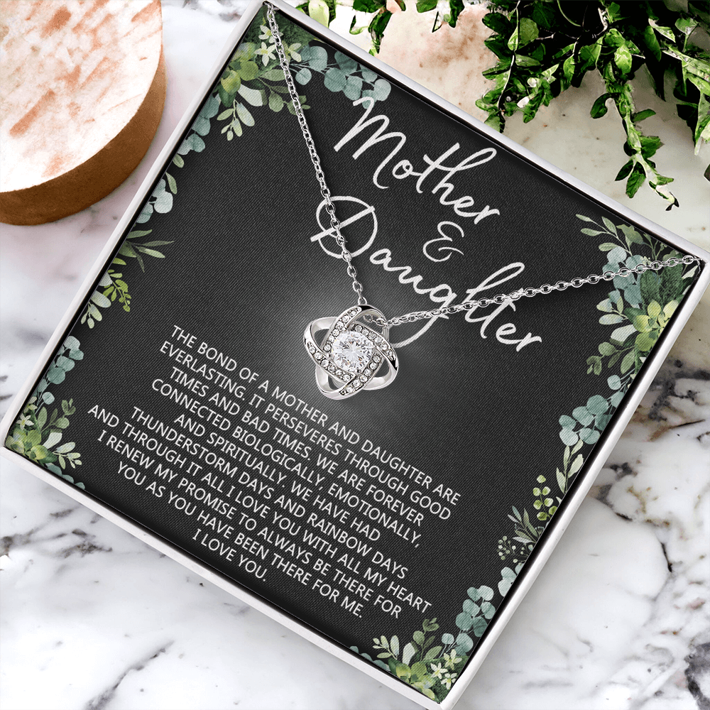 Mother And Daughter Necklace, Mothers day Necklace Gift For Mother, To My Mother Love Knot Necklace Gift From Daughter To Mom Jewelry Gift For Women Bonus Mom Boyfriend's Mom Gift Necklace