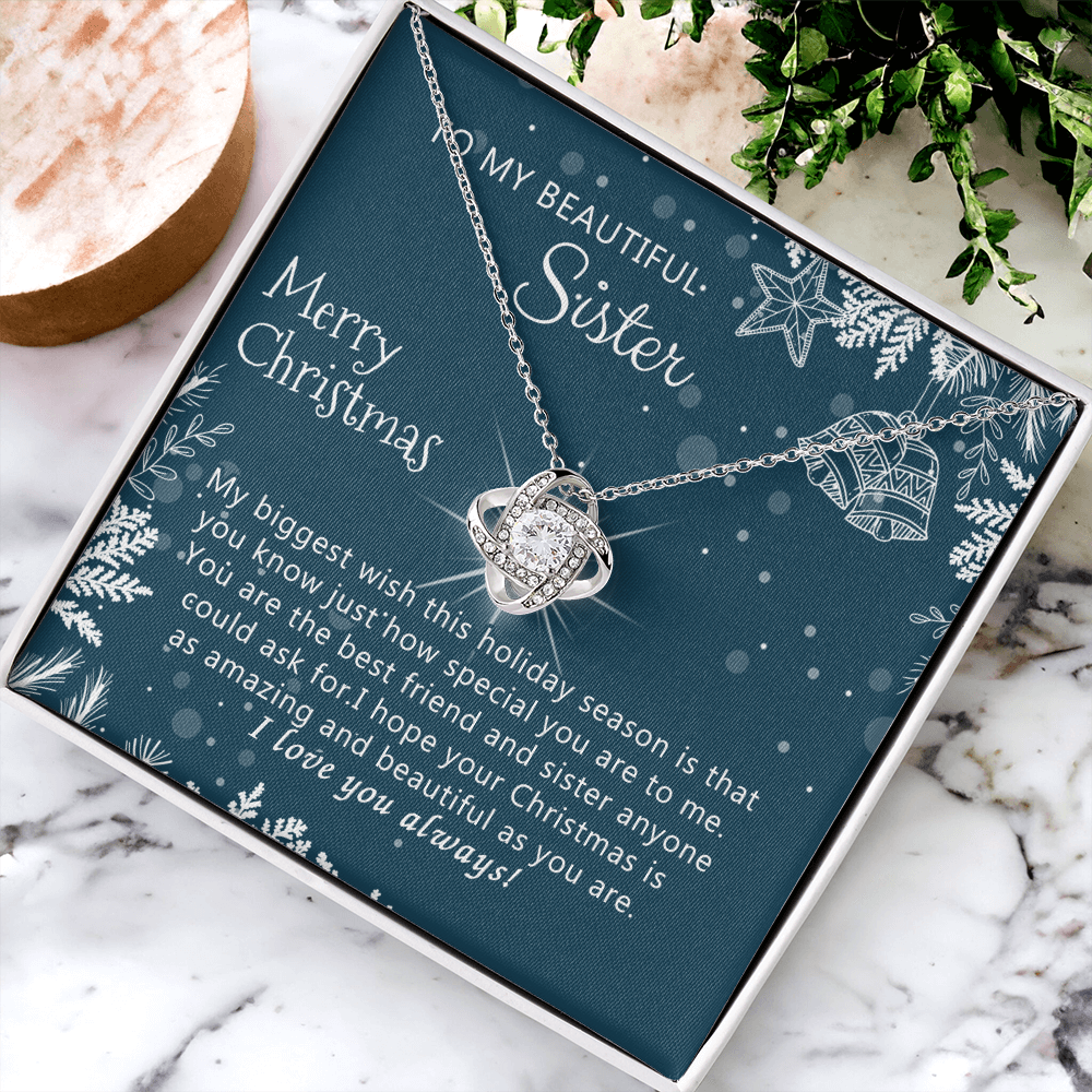 Personalized Gift Necklace, To My Beautiful Sisters Love Knot Necklace from Brother, Sisters Gift from Brother to Sisters Birthday Gift Necklace for Her, Jewelry Gift for Girls, Sister Gift Necklace
