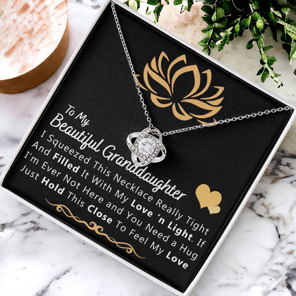 To My Beautiful Granddaughter Necklace From Grandma And Grandpa, To Granddaughter Love Knot Necklace, Gift Pendant For Granddaughtr, I Squeezed This Necklace Gift For Girls On Birthday, Anniversary