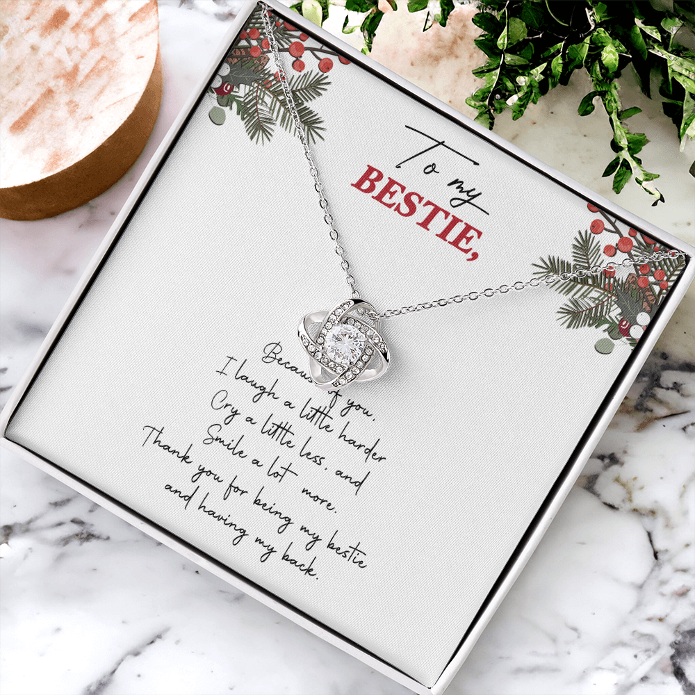 Gifts Necklace For Besties, To My Besties Love Knot Necklace From Friend, Man Because Of You Gift Necklace, Long Distance Best Friend Necklace, Besties Necklace Jewelry Gift For Girls, Her