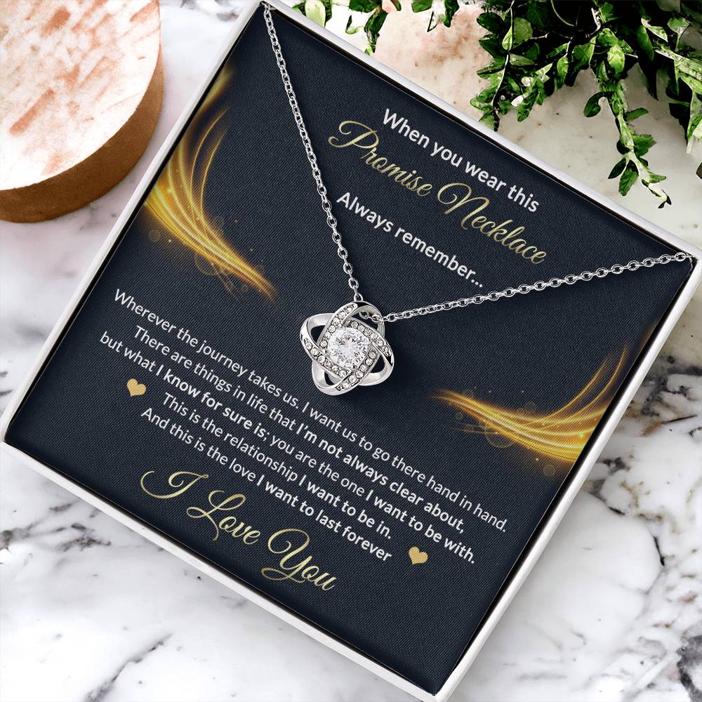 Promise Gift Necklace From Men, Jewelry Gift for Girls, Girlfriend - Promise Love Knot Necklace Gift for Women On Valentines Day, Anniversary, Long Distance Relationship Gifts Love Knot Pendant