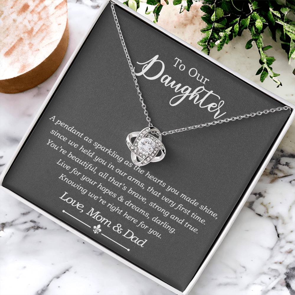 Daughter Gift Necklace, To My Daughter Gift Necklace From Mom And Dad , Step Daughter Necklace, Stepdaughter Gifts from Stepmom Stepdad Gifts from Stepdad Includes Message Card and Gift Box